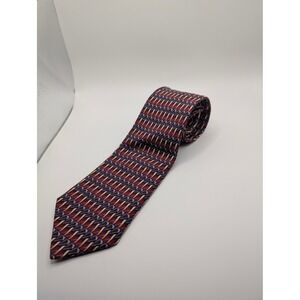 Today's Man Tie Mens One Size Burgundy Geometric Silk Made in Italy Classic